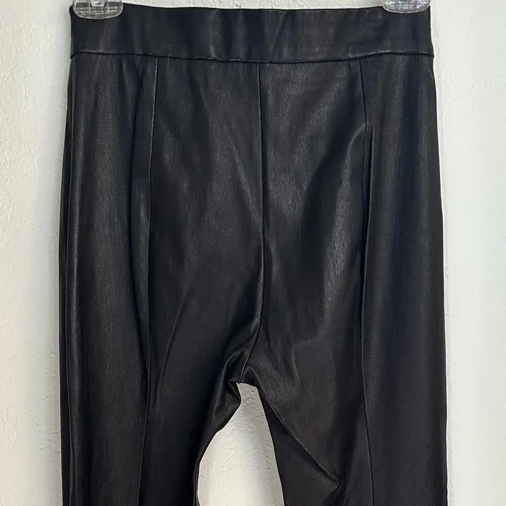 Rosetta Getty Pintuck Flare Leather Pants size US 2 Black Pull-On